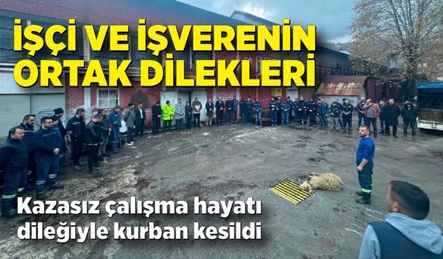 Kazasız çalışma hayatı dileğiyle kurban kesildi