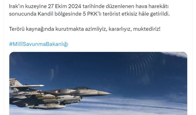 Kandil bölgesinde 5 PKK'lı terörist etkisiz hale getirildi