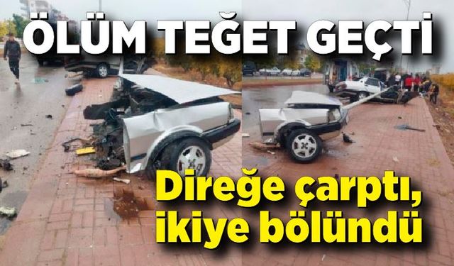 Direğe çarpan Fiat Tofaş otomobil ikiye bölündü