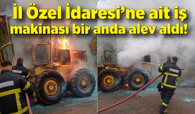 Kozlu’da yangın paniği! İş makinası bir anda alev aldı!