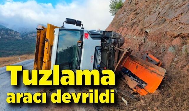 Tuzlama aracı devrildi: 2 yaralı