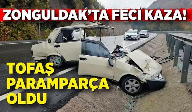 Zonguldak korkunç kaza! Tofaş paramparça oldu