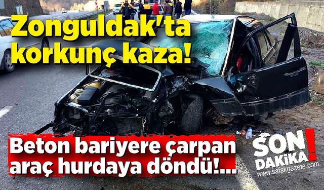 Zonguldak'ta korkunç kaza! Araç hurdaya döndü