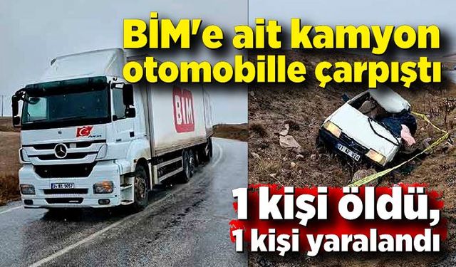 BİM'e ait kamyon ile çarpışan otomobildeki 1 kişi öldü, 1 kişi yaralandı