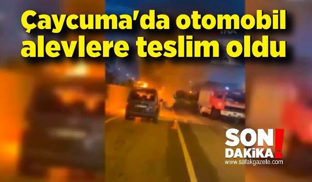 Çaycuma'da otomobil alevlere teslim oldu