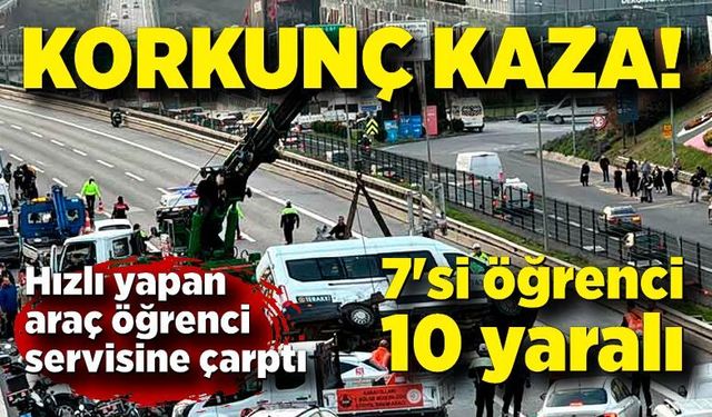 İstanbul'da öğrenci servisi devrildi: 7'si öğrenci 10 yaralı