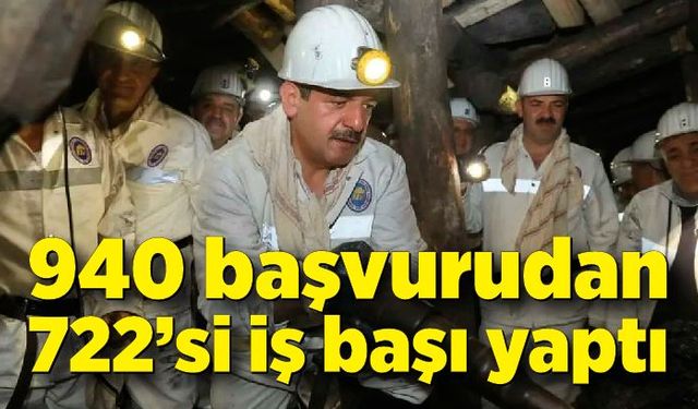 940 başvurudan 722’si kamuda iş başı yaptı