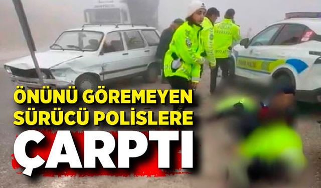 Yoğun siste otomobil polis aracına çarptı: 3 polis yaralı