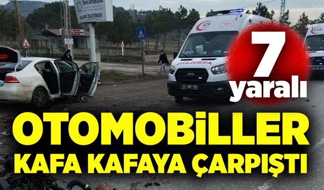 Otomobiller kafa kafaya çarpıştı: 7 yaralı