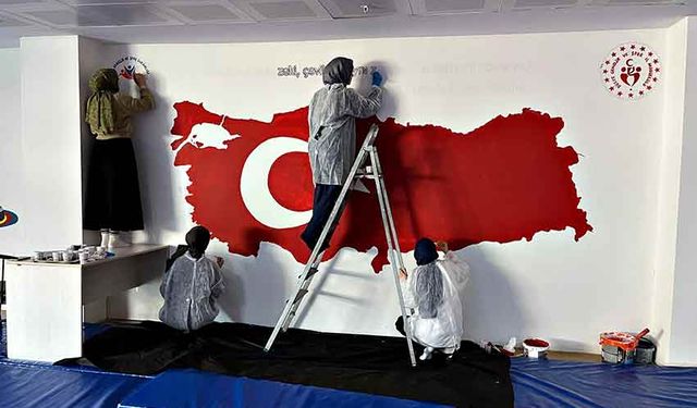 Güreş salonu renklendi