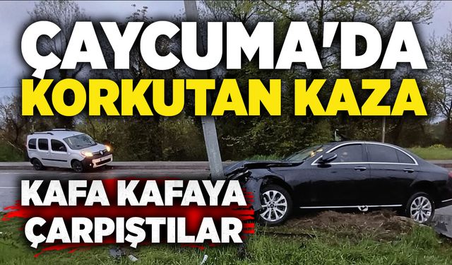 Çaycuma'da kaza: Kafa kafaya çarpıştılar