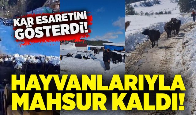 Kar esaretini gösterdi: Hayvanlarıyla mahsur kalan vatandaş kurtarıldı