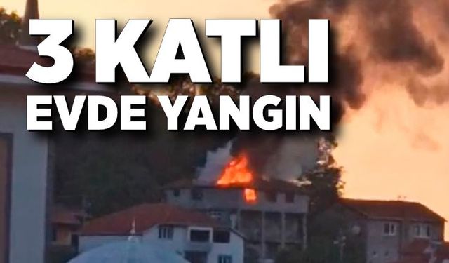 Kilimli’de 3 katlı evin çatısında yangın paniği