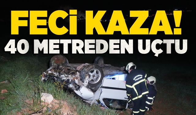 Kontrolden çıkan otomobil 40 metre yükseklikten tarlaya uçtu