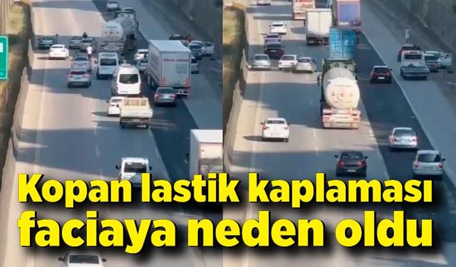 Kopan lastik kaplaması, zincirleme kazaya neden oldu