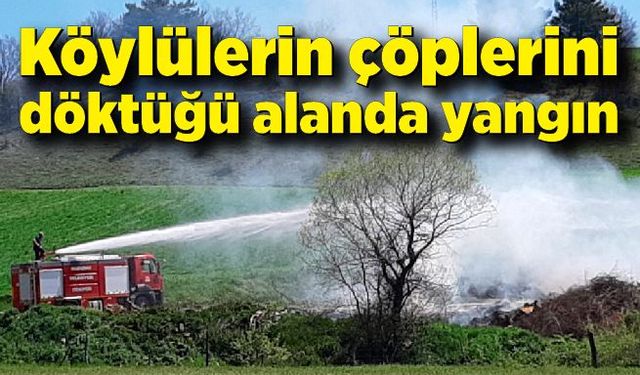 Köylülerin çöplerini döktüğü alanda yangın
