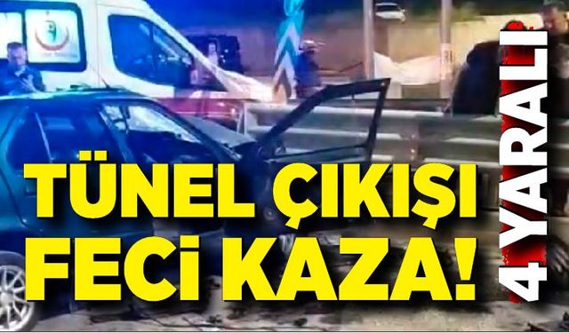 Kilimli'de tünel çıkışı feci kaza! 4 yaralı