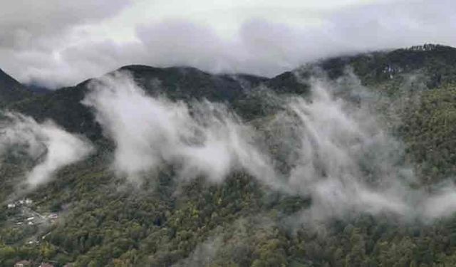 Sis bulutlarıyla kaplanan Çankırı'da mest eden görüntüler