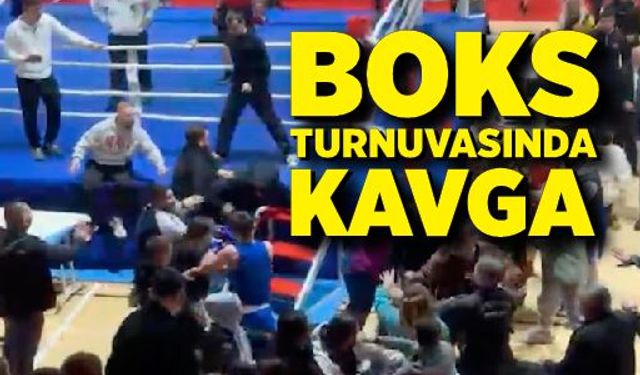 Boks turnuvasında kavga ring dışına taştı, yumruklar havada uçuştu