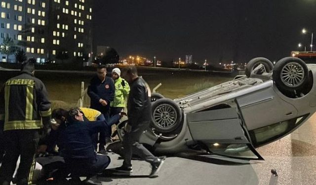 Karaman’da takla atan otomobil ters döndü: 2 yaralı