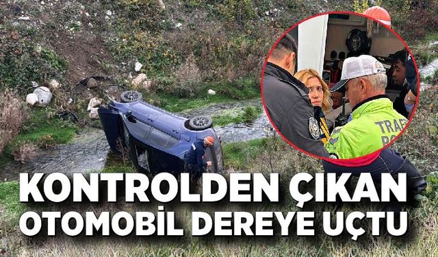 Kontrolden çıkan otomobil, dereye uçtu: 2 yaralı