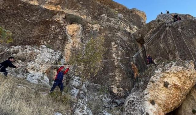 Kayalıklarda mahsur kalan 25 keçi kurtarıldı