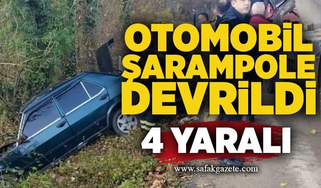 Otomobil şarampole devrildi: 4 yaralı