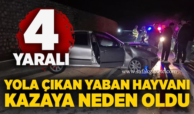 Yola çıkan yaban hayvanı kazaya neden oldu: 4 yaralı