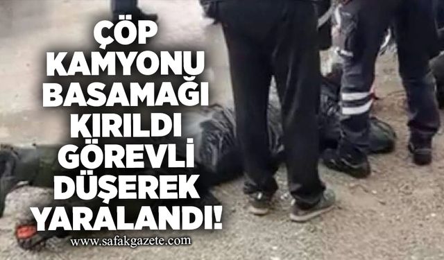 Çöp kamyonu basamağı kırıldı, görevli düşerek yaralandı!