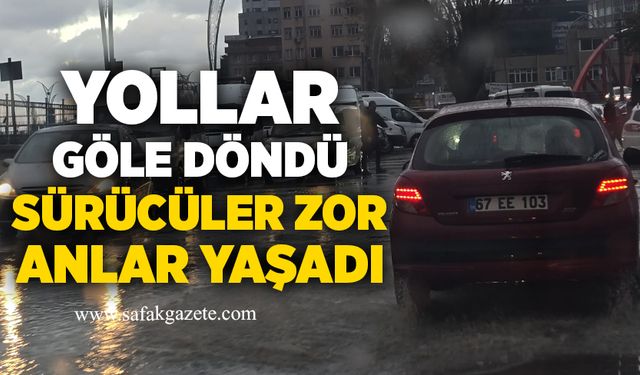 Yollar göle döndü, sürücüler zor anlar yaşadı