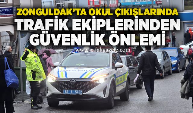 Zonguldak’ta okul çıkışlarında trafik ekiplerinden güvenlik önlemi