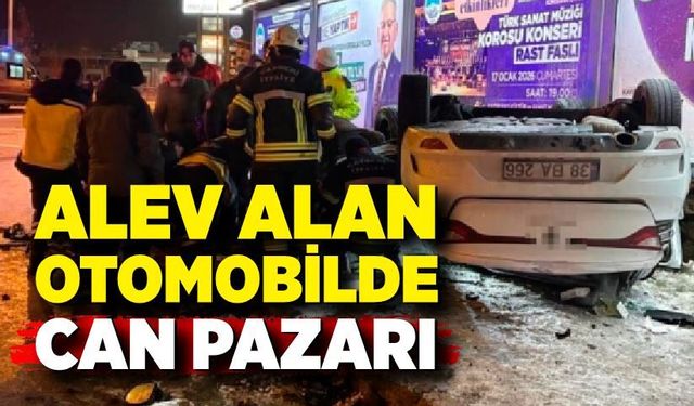 Korkunç kaza: Alev alan otomobilde can pazarı, 3 yaralı