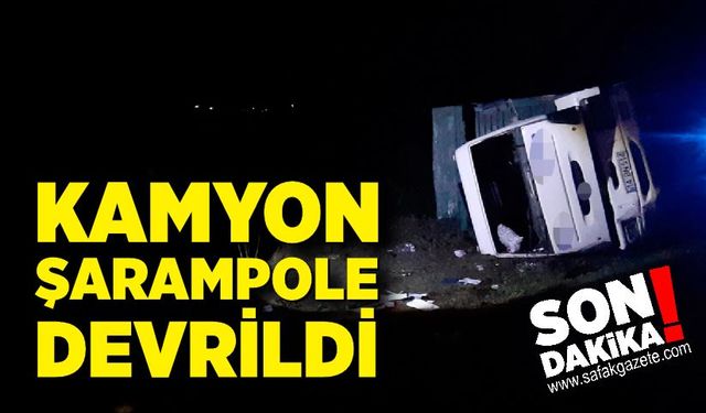 Kamyon Şarampole Devrildi
