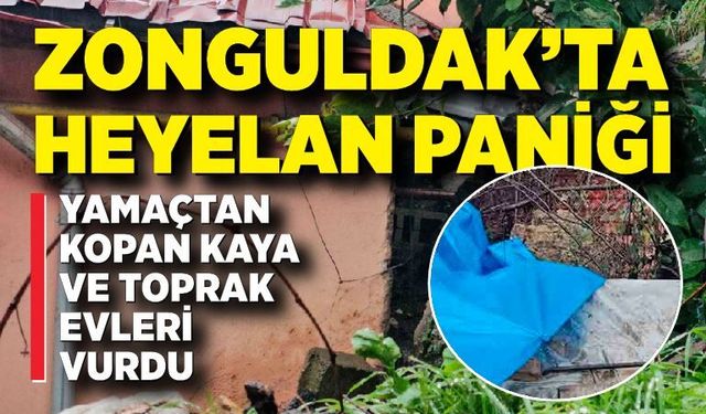 Terakki Mahallesinde yamaçtan kopan kaya ve toprak evleri vurdu