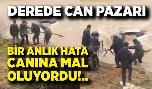 Dereye Gömülen Araçtan Sürücü Yara Almadan Çıktı