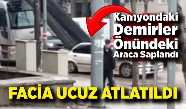 Kamyondaki Demirler Önündeki Araca Saplandı