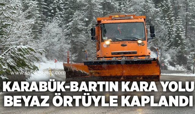 Karabük-Bartın kara yolu beyaz örtüyle kaplandı