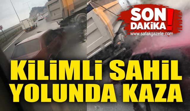 Kilimli sahil yolunda korkutan kaza