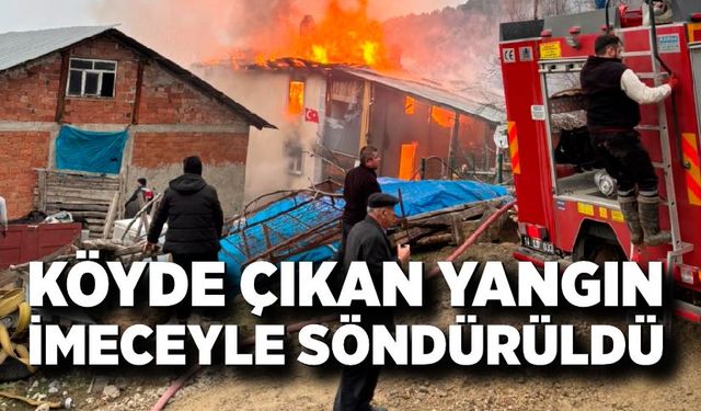 Köyde çıkan yangın imeceyle söndürüldü