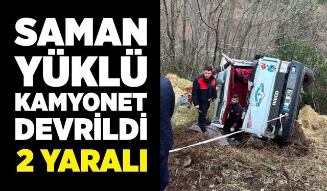 Saman Yüklü Kamyonet Devrildi: 2 Yaralı