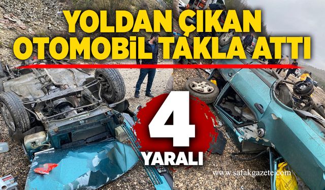 Yoldan çıkan otomobil takla attı: 4 yaralı