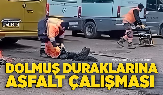 Zonguldak’ta dolmuş duraklarına asfalt çalışması