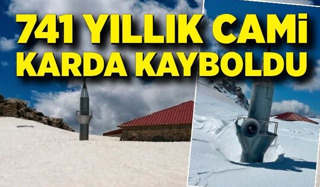 741 yıllık cami karda kayboldu: Sadece minare göründü