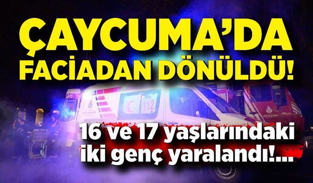 Çaycuma’da faciadan dönüldü! Araçtaki 2 genç yaralandı
