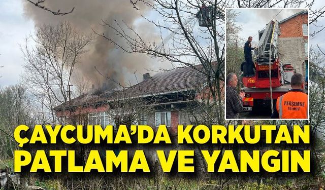 Çaycuma’da Doğalgaz Patladı, Çatı Katı Alevlere Teslim Oldu