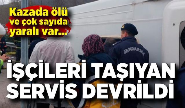 Servis midibüsü devrildi: 1 ölü, 20 yaralı