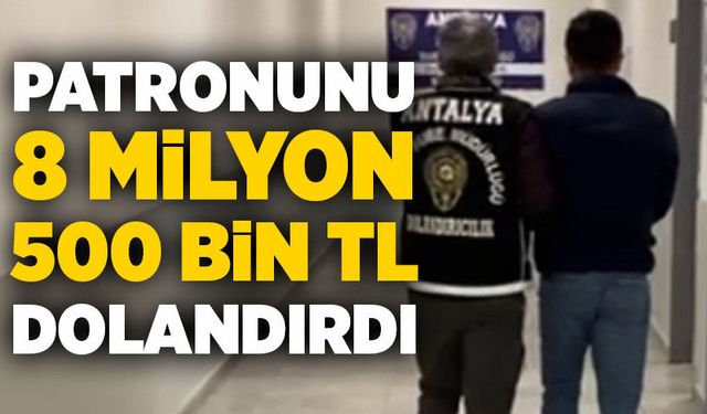 Patronunu 8 milyon 500 bin TL dolandırdı