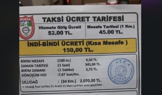 Taksi ücretlerine zam: Yeni tarife belli oldu