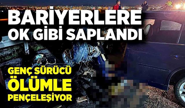 Otomobil bariyerlere ok gibi saplandı