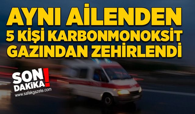 Aynı ailenden 5 kişi karbonmonoksit gazından zehirlendi